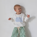 Billie Stripe Cotton Pants - Cream/Green Stripe