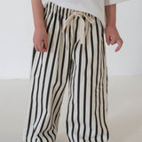Billie Stripe Cotton Pants - Cream/Cocoa Stripe