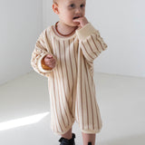 Addie Cotton Stripe Romper - Cream/Latte Stripe