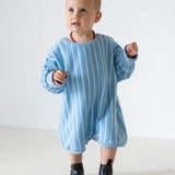 Addie Cotton Stripe Romper - Blue/White Stripe