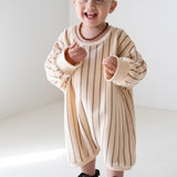 Addie Cotton Stripe Romper - Cream/Latte Stripe