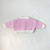 Zuri Contrast Knit Cardigan - Pink/Cream