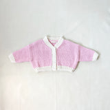 Zuri Contrast Knit Cardigan - Pink/Cream