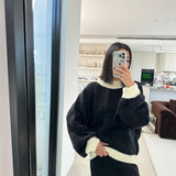 Women's Mia Contrast Knit Jumper - Black/Cream