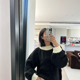 Women's Mia Contrast Knit Jumper - Black/Cream