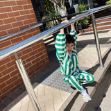 Haze Terry Towel Striped Set - Green