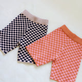 Adult Spencer Checkerboard Knit Shorts - Orange