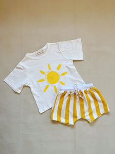 Pippa Terry Towel Striped Shorts - Yellow
