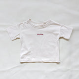 Ambrose Logo Embroidered Tee - Cream/Magenta