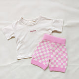 Ambrose Logo Embroidered Tee - Cream/Magenta
