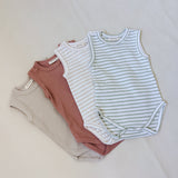 Cali Waffle Bodysuit - Beige Stripe