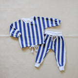 Haze Terry Towel Striped Set - Blue