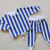Haze Terry Towel Striped Set - Blue