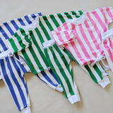 Haze Terry Towel Striped Set - Green