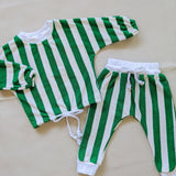 Haze Terry Towel Striped Set - Green