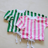 Haze Terry Towel Striped Set - Green