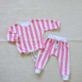 Haze Terry Towel Striped Set - Pink