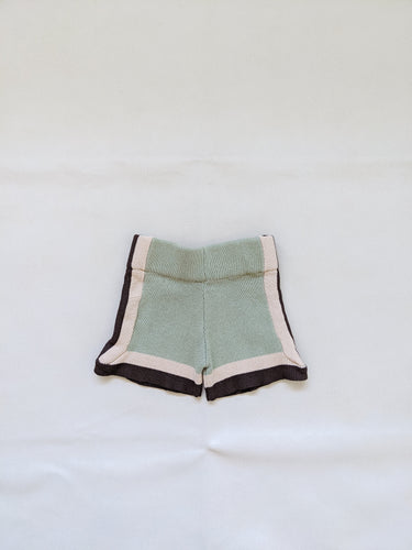 Lennon Contrast Knit Shorts - Sage/Cocoa
