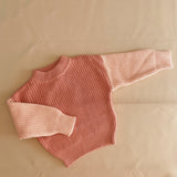 Martin Colour Block Knit Jumper - Salmon Pink/Blush