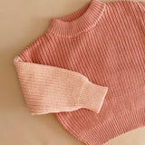 Martin Colour Block Knit Jumper - Salmon Pink/Blush