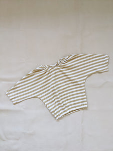 Indigo Ribbed Cotton Stripe Set - Beige/White