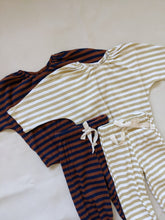 Load image into Gallery viewer, Indigo Ribbed Cotton Stripe Set - Cocoa/Navy