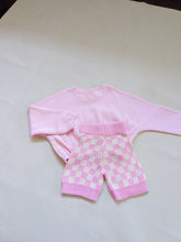 Load image into Gallery viewer, Quincy Checkerboard Knit Shorts - Flamingo/Milk