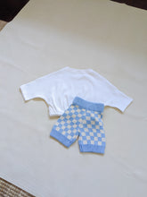 Load image into Gallery viewer, Quincy Checkerboard Knit Shorts - Cornflower Blue/Milk