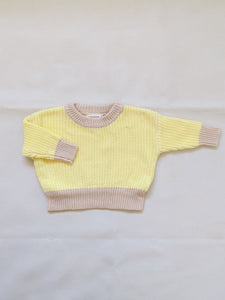 Watson Contrast Knit Jumper - Yellow/Caramel (ONLINE EXCLUSIVE)