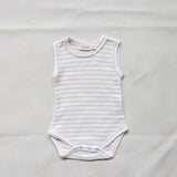 Cali Waffle Bodysuit - Beige Stripe