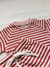 Load image into Gallery viewer, Holliday Waffle Cotton Stripe Set - Magenta/Cream