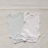 Cali Waffle Bodysuit - Beige Stripe