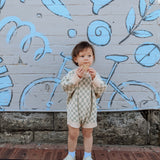 Reef Checkerboard Knit Romper - Sage/Milk