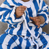 Haze Terry Towel Striped Set - Blue