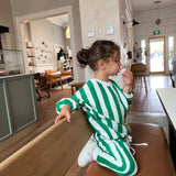 Haze Terry Towel Striped Set - Green