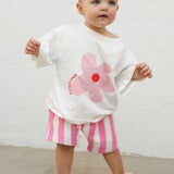 Pippa Terry Towel Striped Shorts - Pink