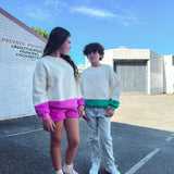 Teen Frankie Colour Block Jumper - Green