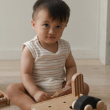 Cali Waffle Bodysuit - Beige Stripe