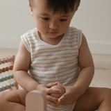 Cali Waffle Bodysuit - Beige Stripe