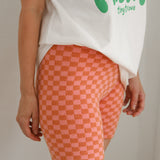 Adult Spencer Checkerboard Knit Shorts - Orange