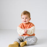 Martin Colour Block Knit Jumper - Amber/Beige