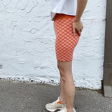 Adult Spencer Checkerboard Knit Shorts - Orange