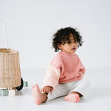 Martin Colour Block Knit Jumper - Salmon Pink/Blush
