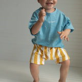 Pippa Terry Towel Striped Shorts - Yellow