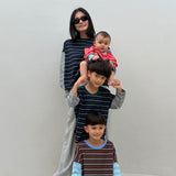 Rowan Stripe Cotton Long Sleeve Tee - Cocoa/Blue Stripe