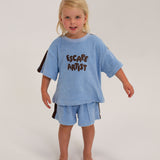 Wes Terry Towelling Set - Powder Blue/Dark Chocolate