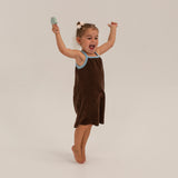 Stevie Terry Towelling Dress - Dark Chocolate/Powder Blue