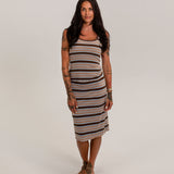 Women's Ava Cotton Rib Pointelle Skirt - Stripe
