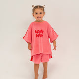 Wes Terry Towelling Set - Pink/Red