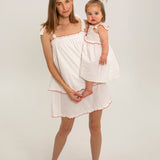 Harriet Cotton Dress - White/Red